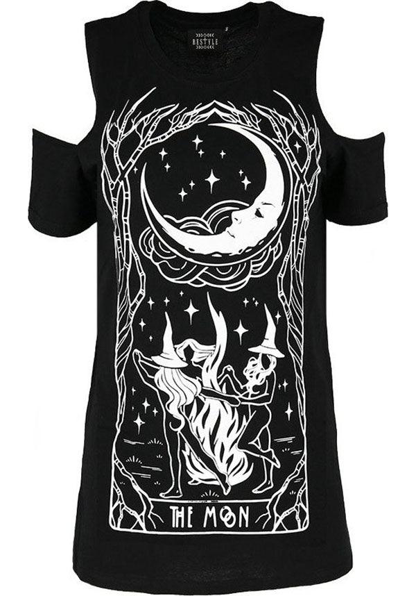 Cool Cold Shoulder Witches Chant Black T-Shirt for Fashionable Folks
