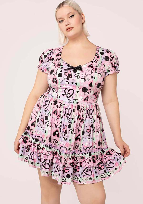 Robbie Mini Dress | A Stylish Collaboration by Hell Bunny and Smiley® Originals