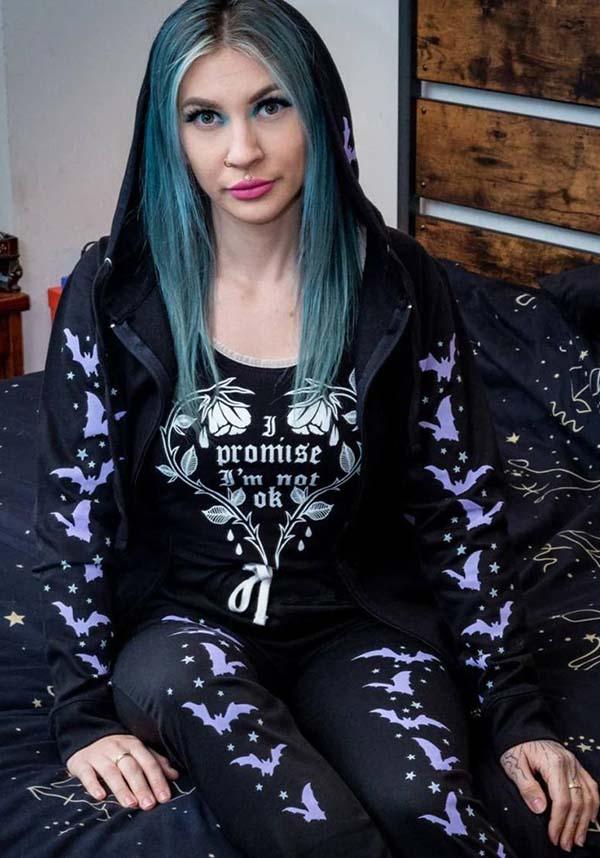 Cozy Purple Bats and Stars Zip - Up Hooded Sweatshirt for All - Year Wear