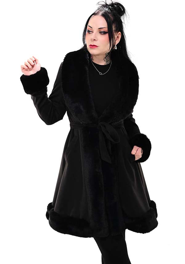 Foxblood's Luxurious Faux Suede Willow Mid - length A - line Coat