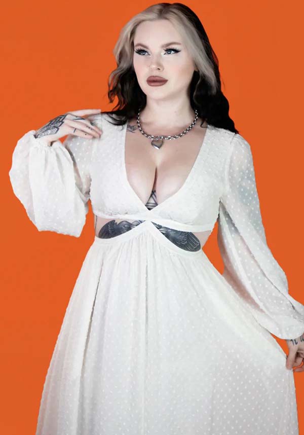 Ethereal Moonrise White Evening Dress by Lively Ghosts