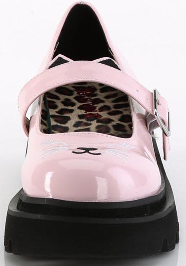 RENEGADE-56 Baby Pink Patent Flats - Pre - Order, Women's Vegan Embroidered Platform Shoes