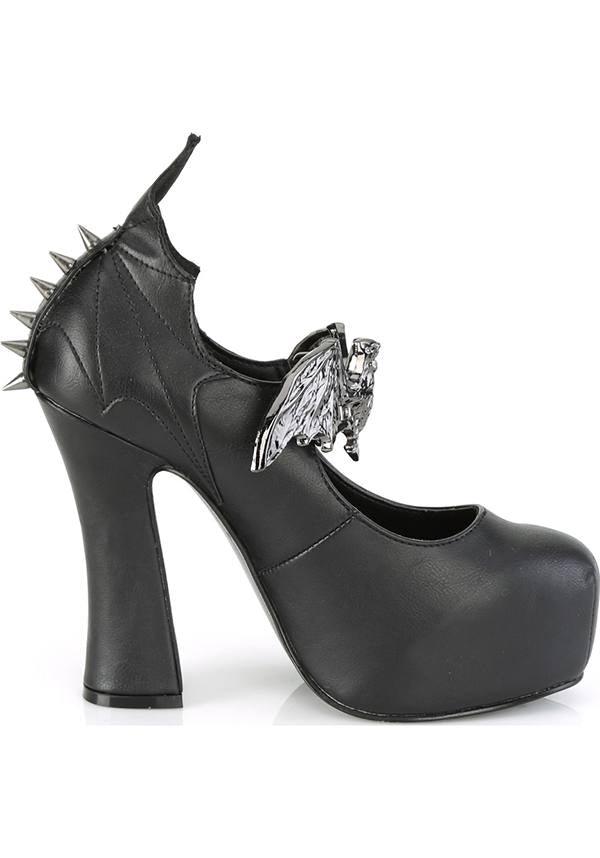 PREORDER! DEMON-18 Black Concealed Platform Slip-On Heels