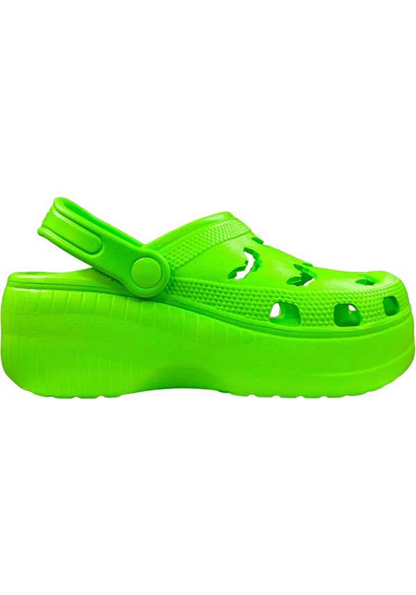 YRU Lime Green Bat Cutout RIPS Rubber Clogs for Bat Lovers