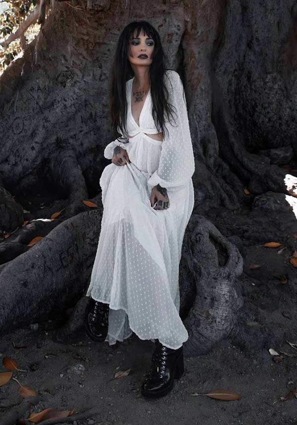 Ethereal Moonrise White Evening Dress by Lively Ghosts