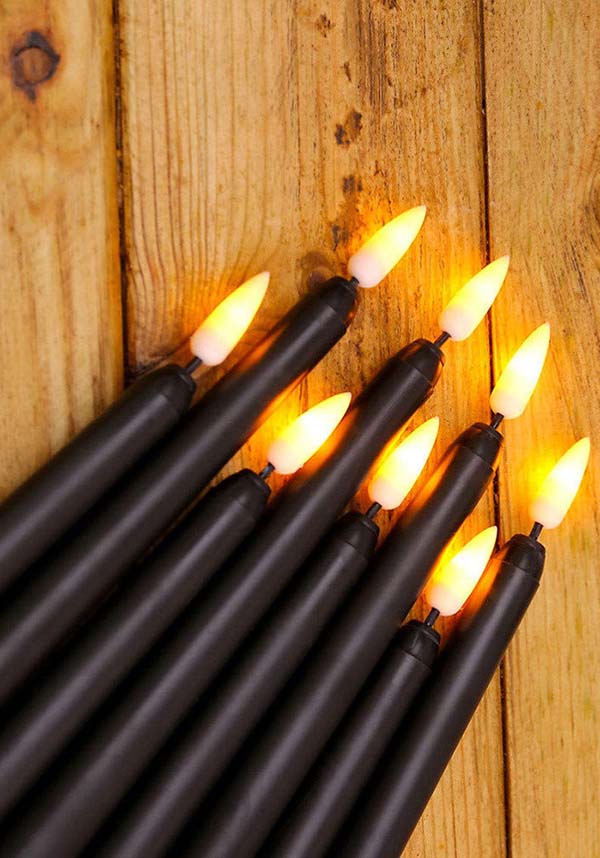Black LED Taper Candle Set with Remote Control for Sophisticated Ambiance