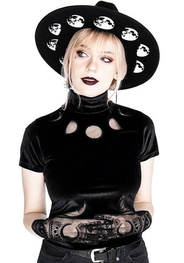 Gothic Moon Phases Design Black Women's Top
