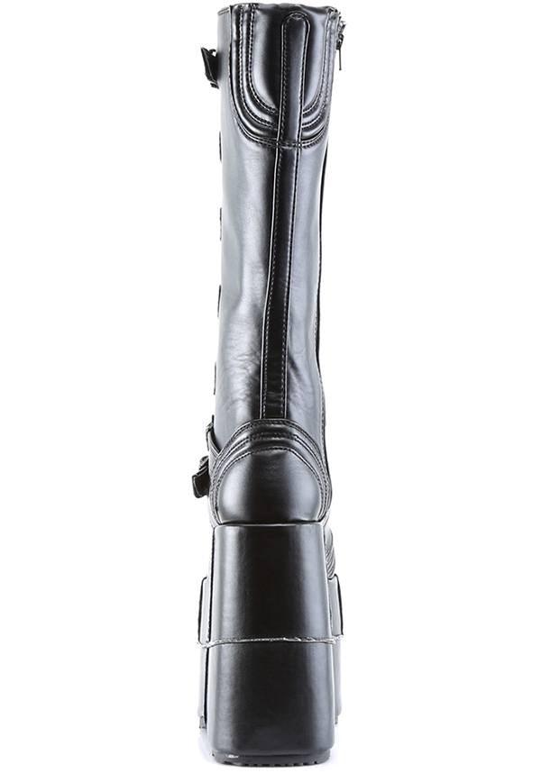 Demonia Stack-308 Black Platform Knee-High Pre-Order Goth Cyber Gogo Punk Boots