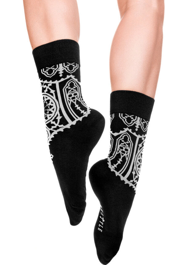 Restyle Gothic Jacquard Sacrum Socks - A Perfect Blend of Style and Darkness