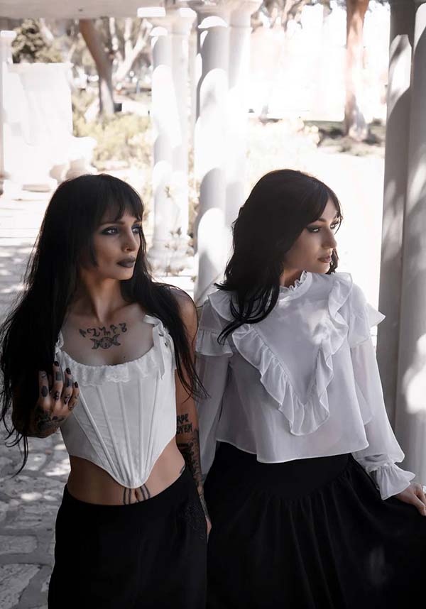Vintage-Inspired Phantasm Long Sleeve Chiffon Top