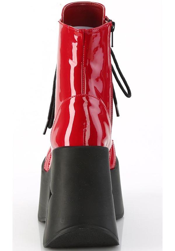 PREORDER: Red Patent DYNAMITE-106 Platform Ankle Boots