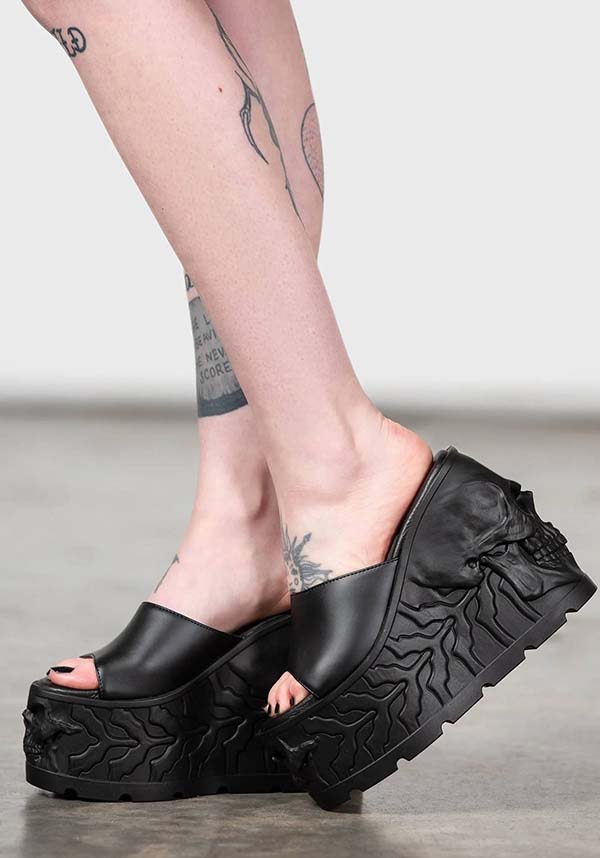 Doom-themed Platform Sliders for Women - Fashionable and Stylish Footwear