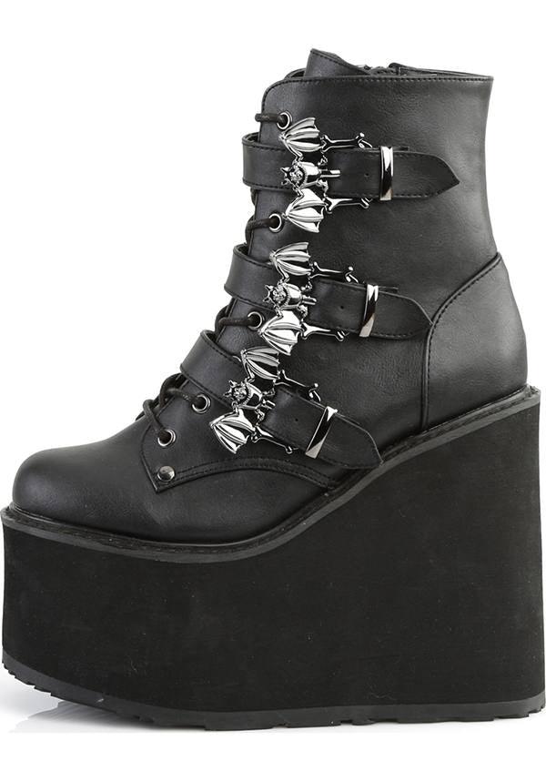 Demonia Pre-order Platform Ankle Boots - SWING-103 in Classic Black