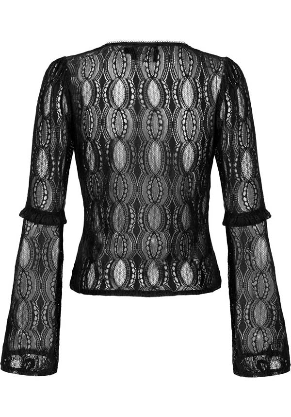 Hell Bunny Gothic Striped Black Lace Women's Top - Rhea Style