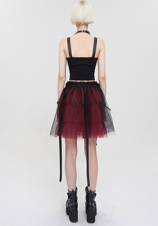Devil Fashion's Edgy Medusa Punk Flared Skirt in Black and Red