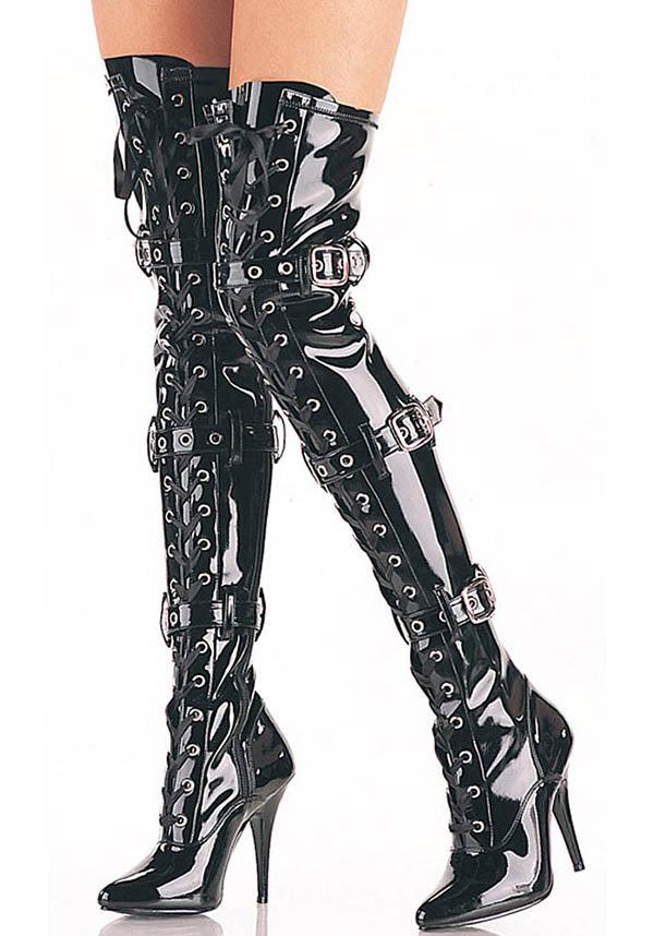 SEDUCE-3028 Black Patent Pre-ordered Thigh High Fashion Boots
