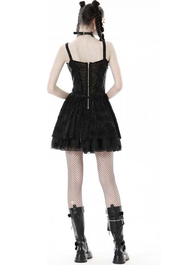 Edgy Punk Style Spider Mesh Women's Dress