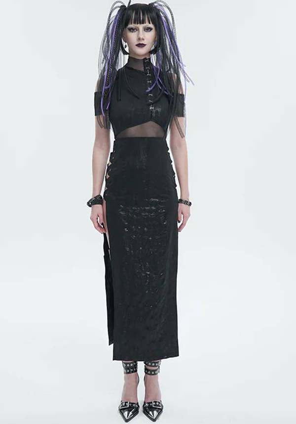 Cyberpunk-Inspired Dystopian Future MIDI Dress for Bold Fashion Statements