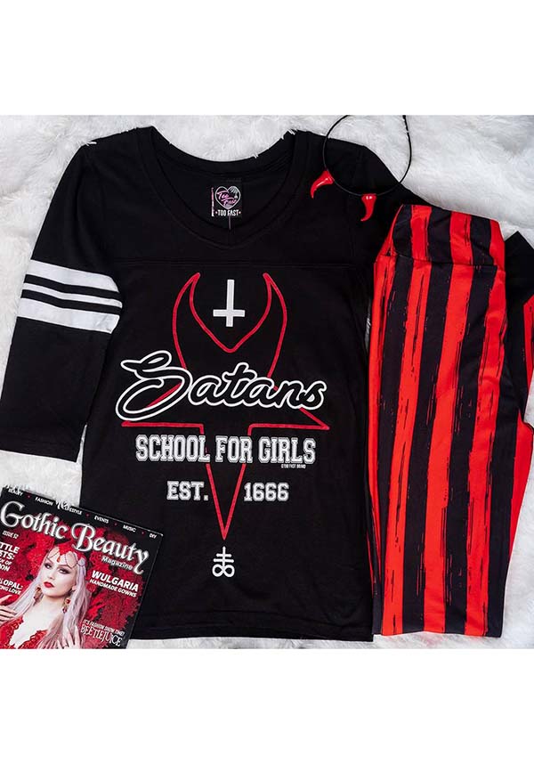 Cool Satan's School for Girls Football T-Shirt with Stylish Design