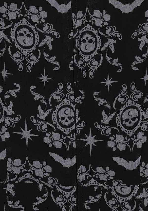 Enigmatic Lost Whispers Printed Chiffon Gothic Dress