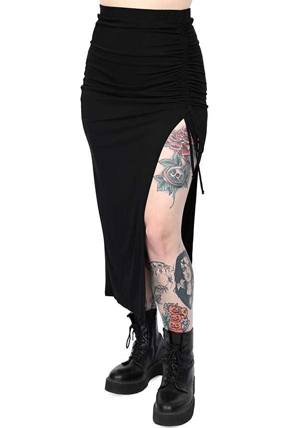 Maya Adjustable Black Midi - Maxi Skirt from FOXBLOOD Signature Collection