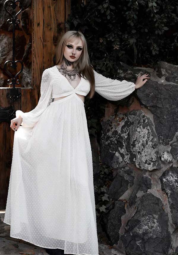 Ethereal Moonrise White Evening Dress by Lively Ghosts