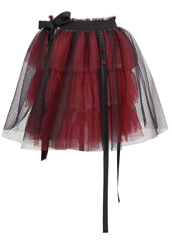 Devil Fashion's Edgy Medusa Punk Flared Skirt in Black and Red