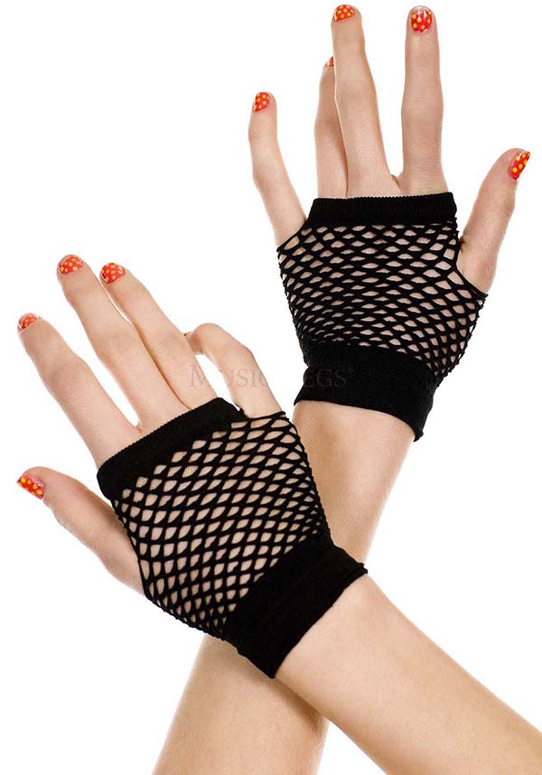 Stylish Black Thick Diamond Net Wrist Gloves for Fashion Lovers