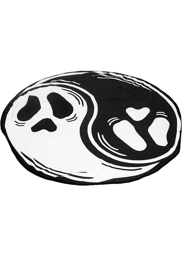 Yin Yang Symbol Ghost Round-Shaped Oversized Beach Towel for Relaxing at the Beach