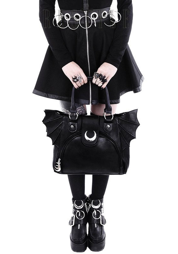 Gothic-Style Restyle Moon Bat Design Handbag for Girls