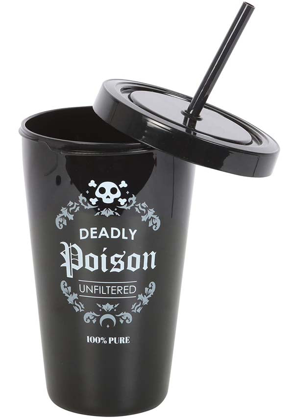 Sleek Black Plastic Tumbler with Striking 'Deadly Poison' Design