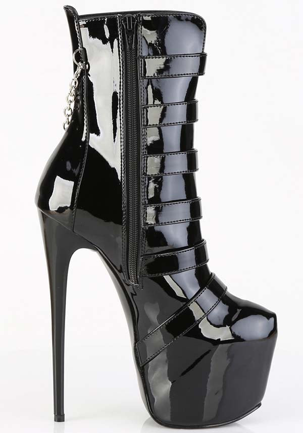 JUBILANT-1015 Black Patent Ankle Boots - Preorder Now