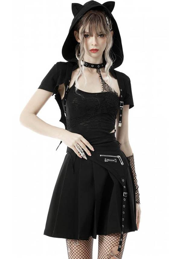 Black Cat Cropped Women's Fashion Hoodie with Unique Cat-Themed Design