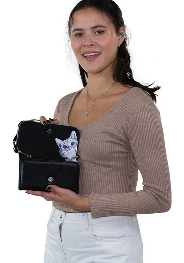 Adorable Peeking Cats Design Women's Purse Wallet and Clutch