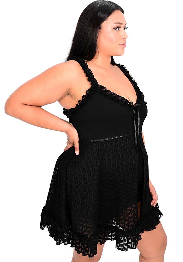Marleigh Modal & Heart Lace Adjustable Lingerie Dress