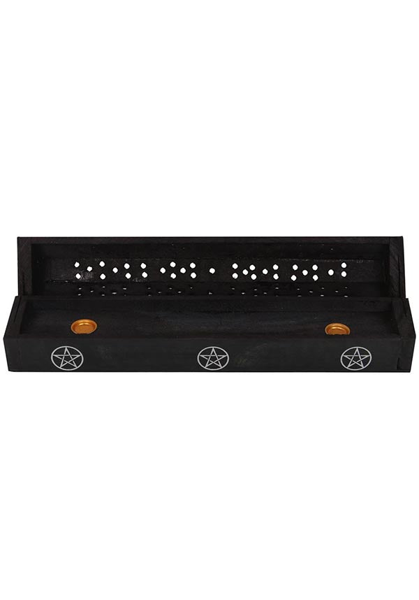 Pentagram-printed Mango Wood Incense Box Set with Black Pepper Fragranced Incense Sticks