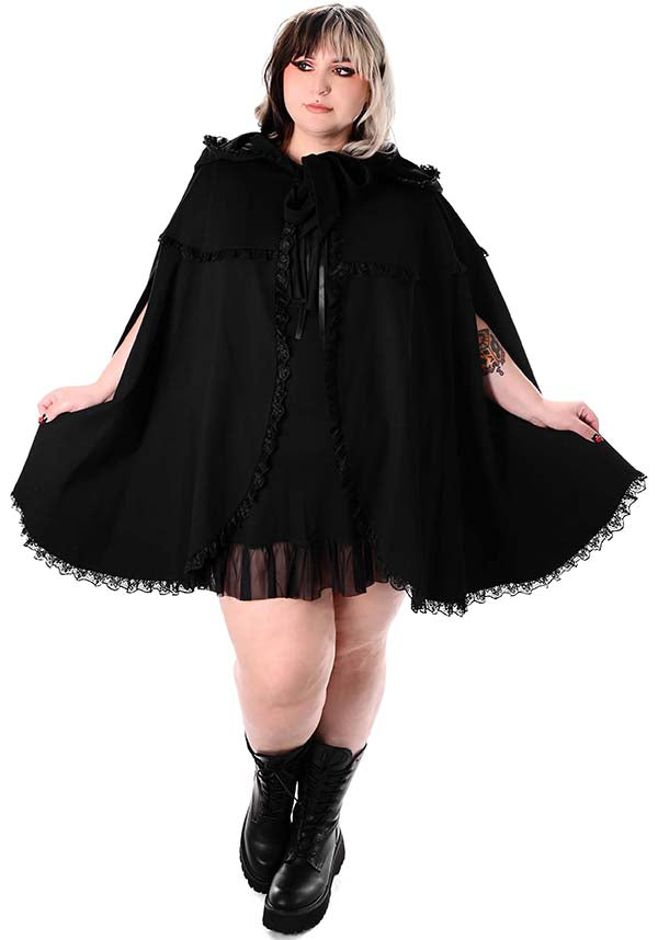 Foxblood Kiki Lace Trimmed Flowy Cape for All Seasons