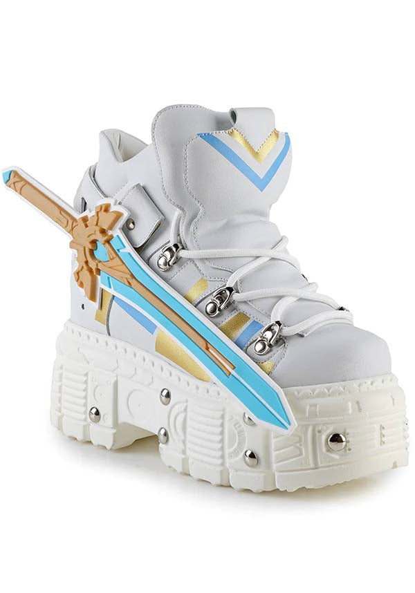 White Mangosteen 08 Platform Combat Sneakers Inspired by Genshin Impact