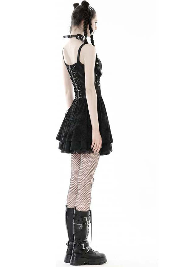 Edgy Punk Style Spider Mesh Women's Dress