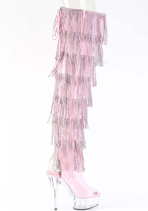PREORDER: Baby Pink Holo DELIGHT-3017HG-RSF Thigh High Boots