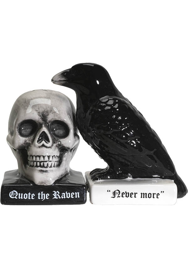 Edgar Allan Poe Inspired Raven Skull Salt and Pepper Shaker Set