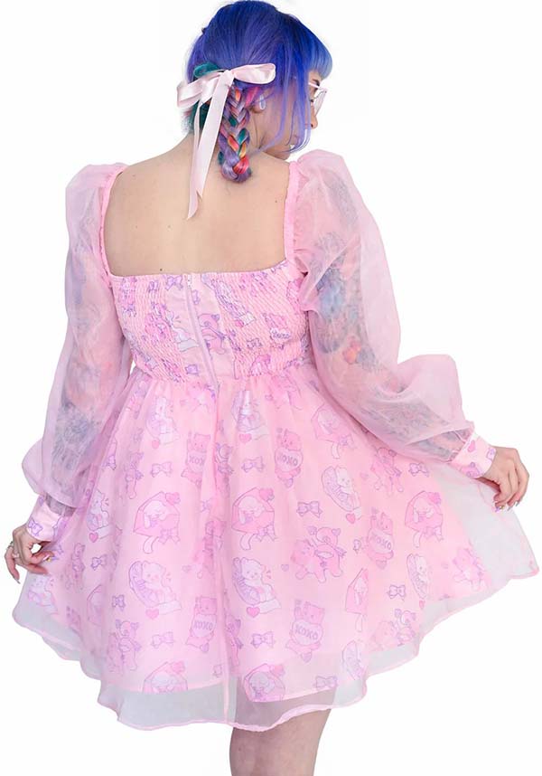 Adorable Lovestruck Kitten Soft Chiffon Party Dress