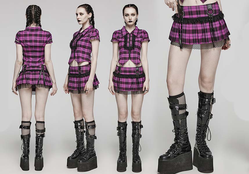 Quinn Magenta and Black Tartan Mini Skirt for Women - A Fashionable and Versatile Bottom Wear
