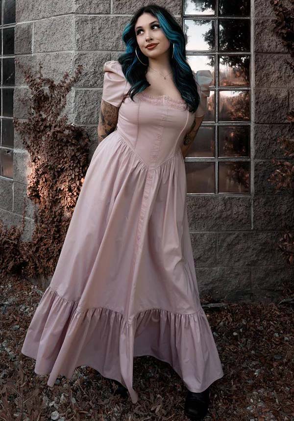 Lively Ghosts' Pastel Rose Gothic Lace Dress - Timeless Elegance