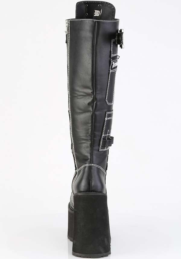 Demonia SWING-260 Black Vegan Leather Platform Boots for Fashionable Strutting [PREORDER]