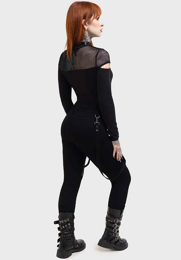 Baphster Branded Stretchable Cotton Jeans with Gloss Print and Detachable Straps