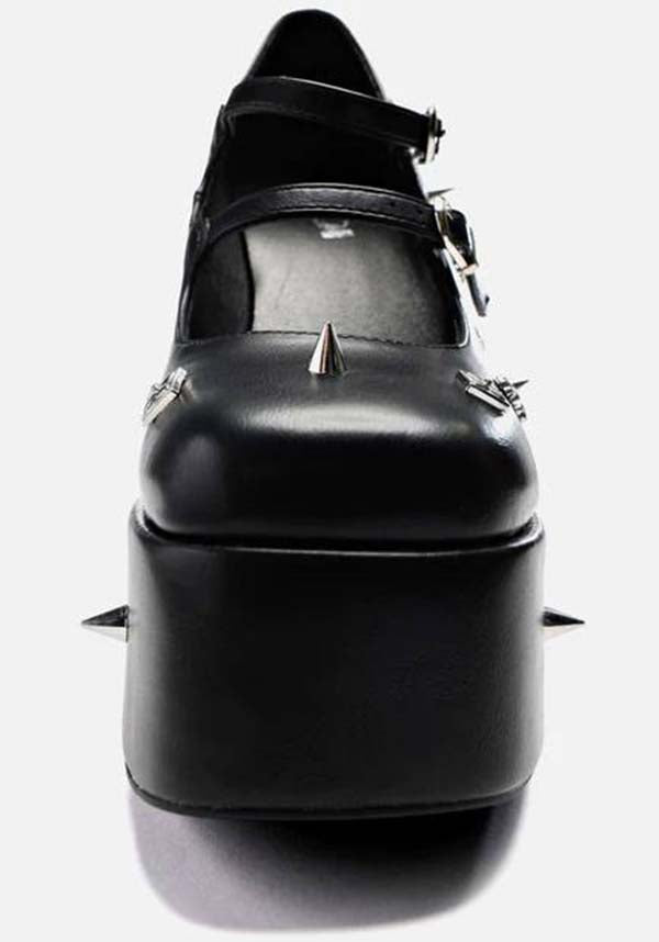 Stylish Black Devil Tears Platform Heels with Decorative Studs