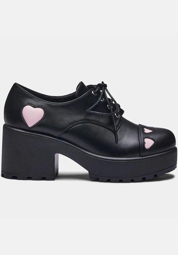 Tennin Heart Platform Shoes with Pink Heart Detailing