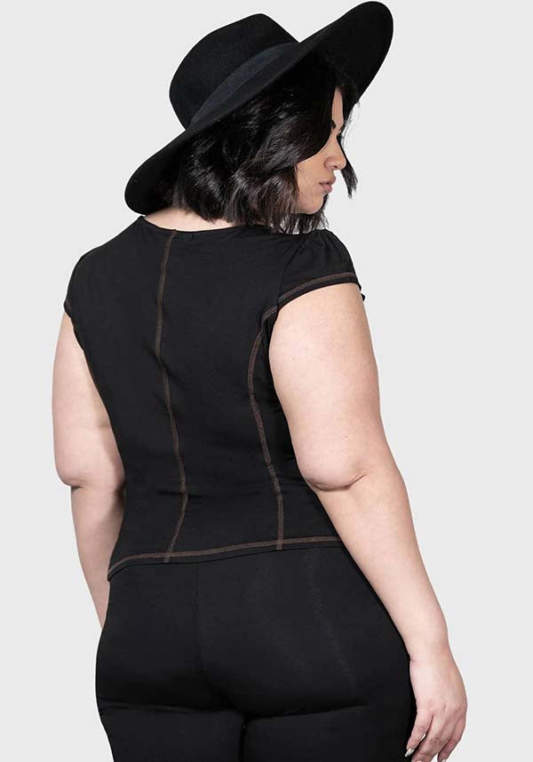 Soft and Stretch Midsummer Maypole Top with Tie Front Detail