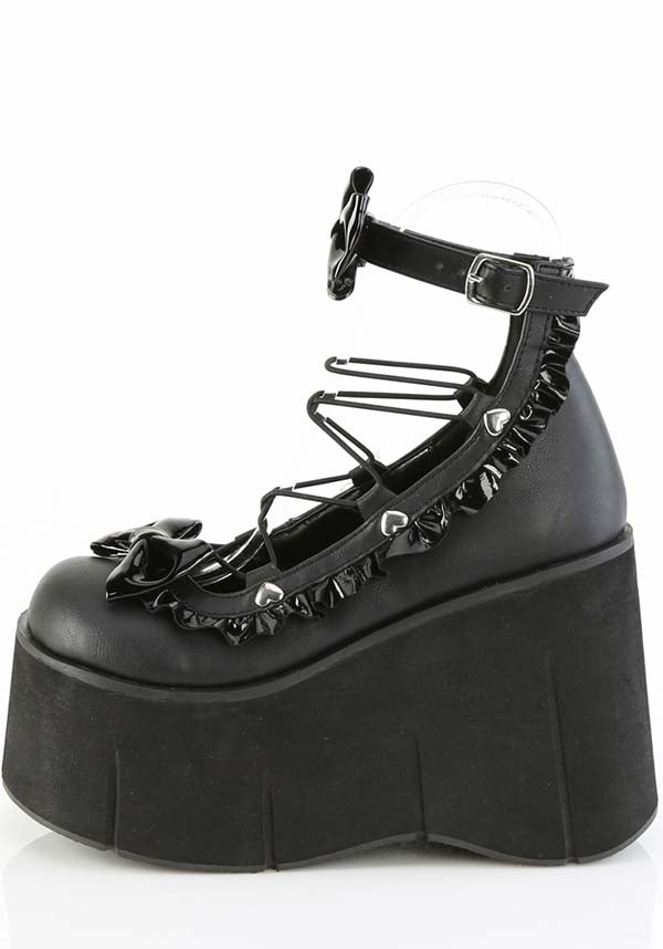PREORDER: Black KERA-18 Platform Wrap-Around Ankle Strap Shoes